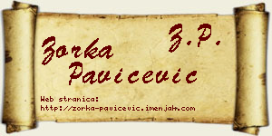 Zorka Pavičević vizit kartica